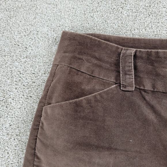 Talbots Womens Velvet Pants 12 Brown Stretch High‎ Rise Straight Leg Ankle - Picture 10 of 12